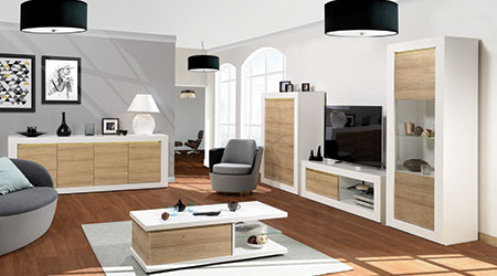 meuble de salle à manger design blanc et bois